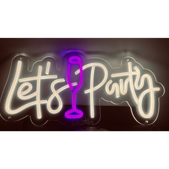 Let’s Party Neon Sign with On/Off Button and Brighten and Dim Settings - Picture 7 of 7